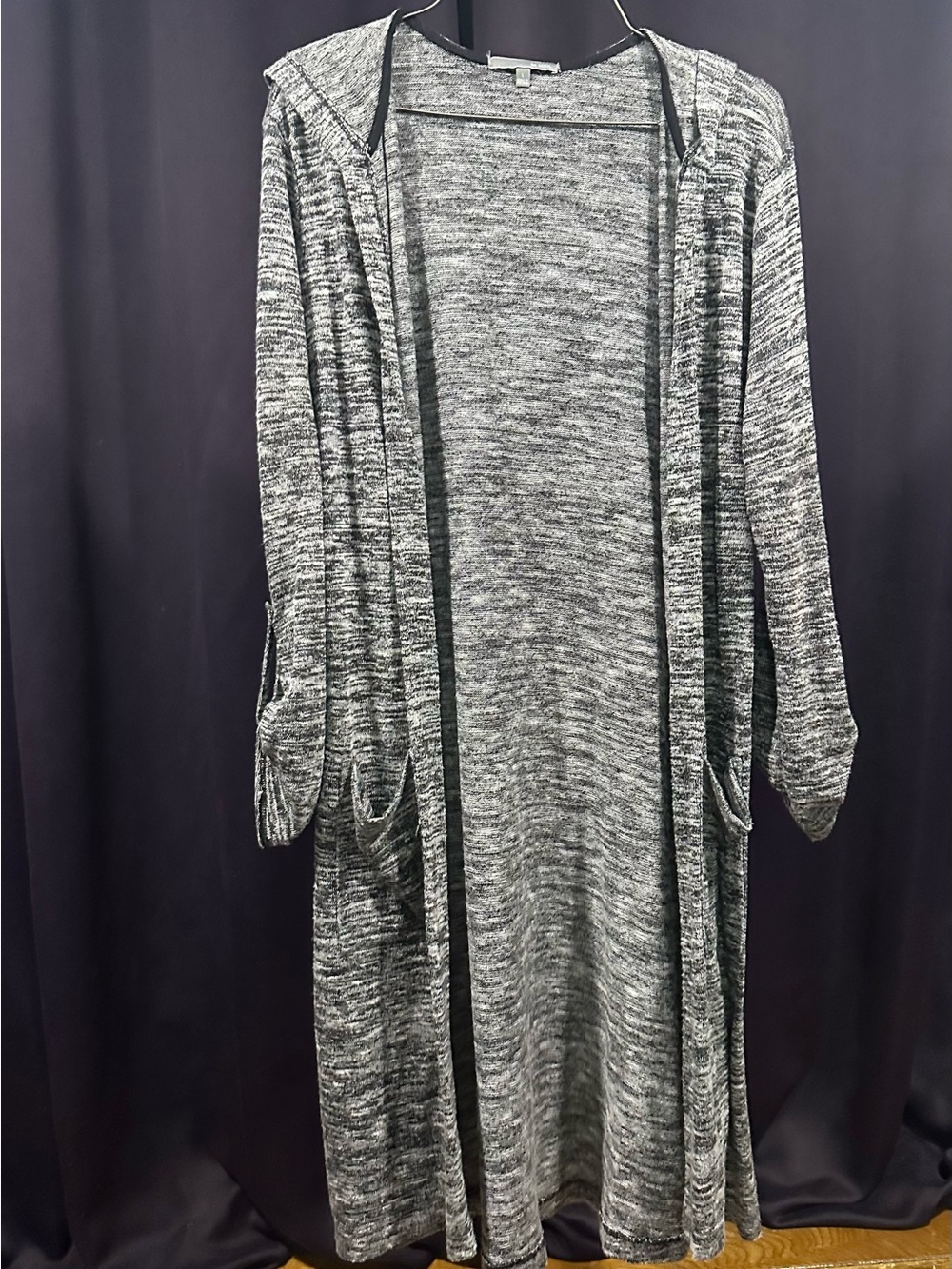 Be Cool salt & pepper hooded knit cardigan Sz L